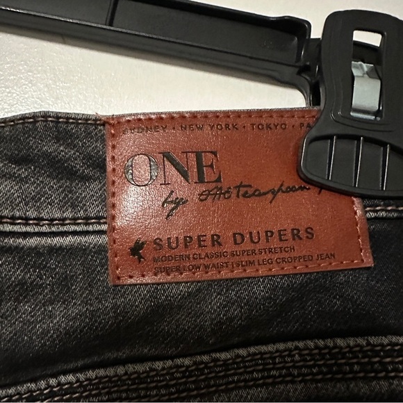 One Teaspoon Super Dupers low waisted slim leg cropped jeans Black Hart Grey 28 - Picture 11 of 13